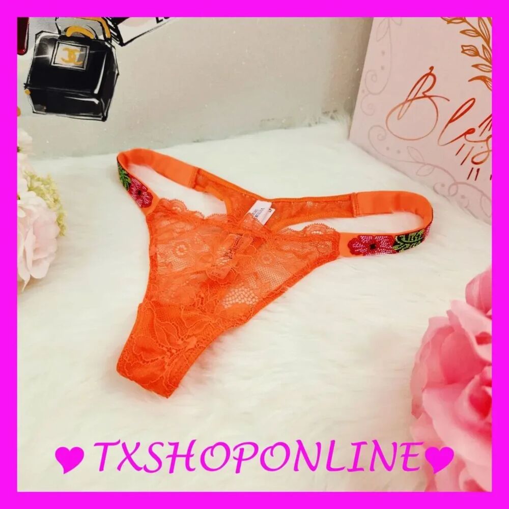 💗👙Victoria's Secret Very Sexy Hibiscus Shine Strap Lace Thong Panty👙💗